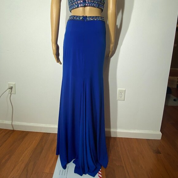 Sherri Hill 2 Piece Royal Blue Beaded Prom Dress Size 4 - Picture 8 of 13